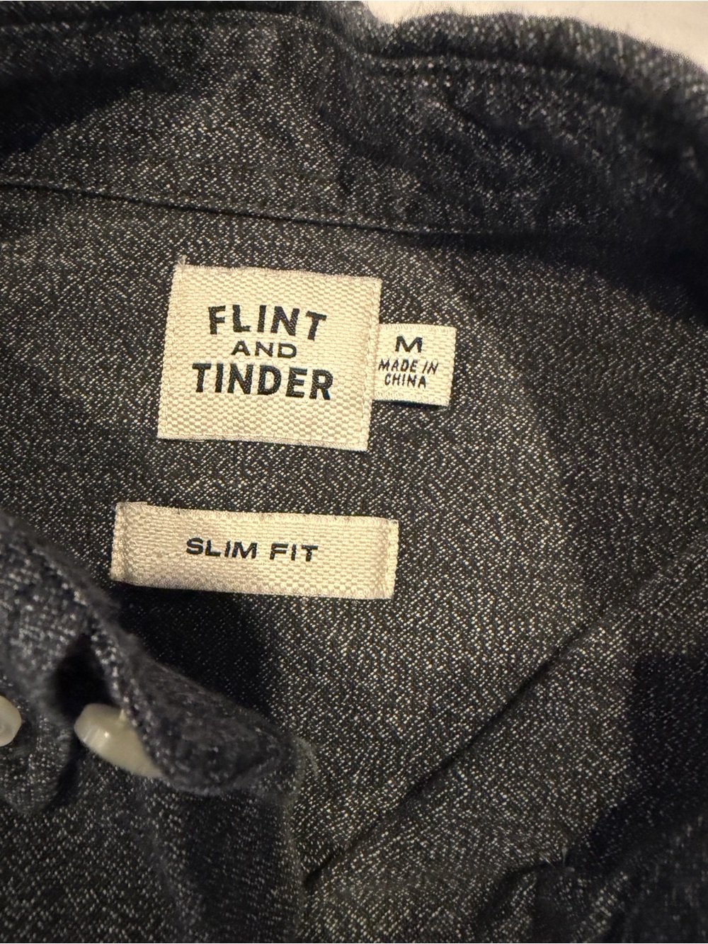 Flint & Tinder Chambray Selvedge Work Shirt Gray Button-Down - Picture 2 of 4